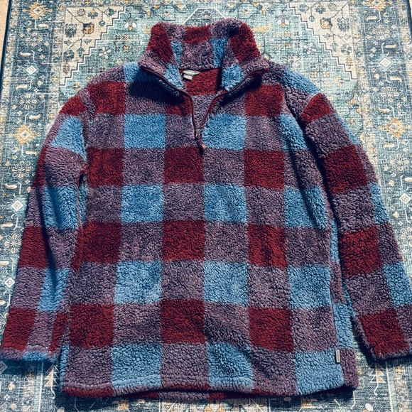 EDDIE BAUER Plaid Fleece Mock Neck Pullover, Size Medium - Picture 7 of 7